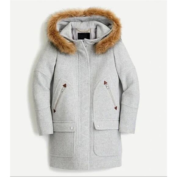 J. CREW Chateau Parka Italian Wool Stadium Cloth Heather Dusk Gray Women's 4 - Picture 7 of 16